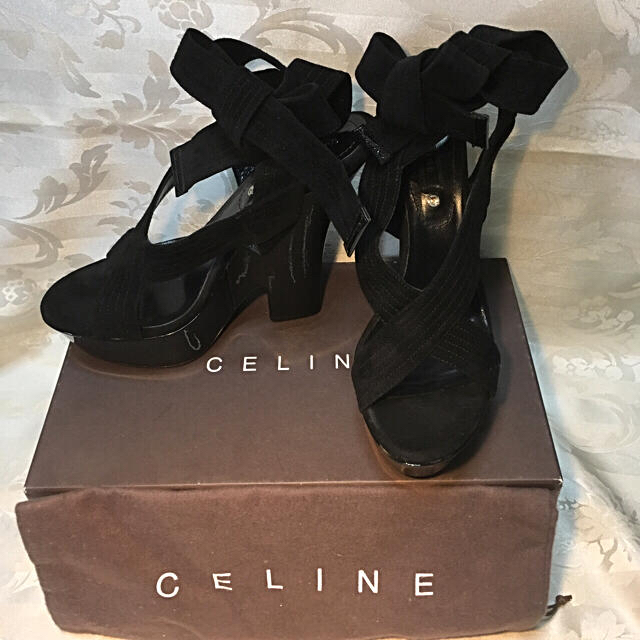 【未使用・美品】セリーヌ ウエッジソール サンダル ブラック イタリア製 レディースの靴/シューズ(サンダル)の商品写真