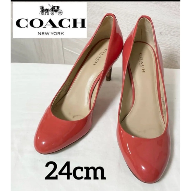 COACH(コーチ)のCOACH ハイヒール エナメル パンプス オレンジ レディースの靴/シューズ(ハイヒール/パンプス)の商品写真