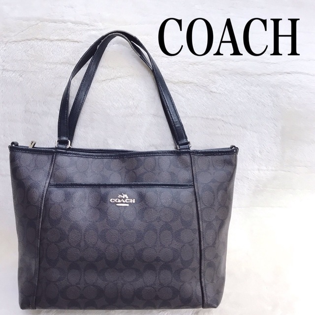 COACH トートバッグ ダークブラウン PVC シグネチャー 肩掛け 大容量