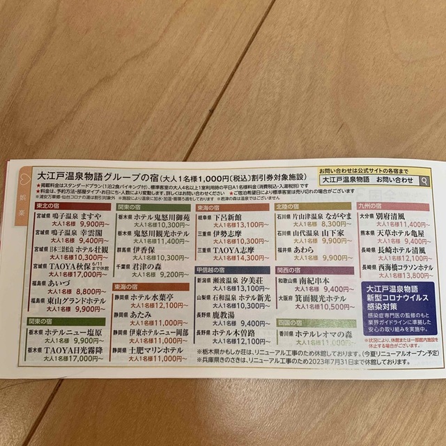 大江戸温泉物語グループ　割引券 チケットの優待券/割引券(宿泊券)の商品写真
