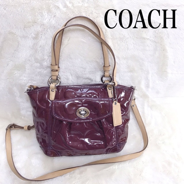 COACH 2way ショルダーバッグ ボルドー エンボス オブアート エナメル