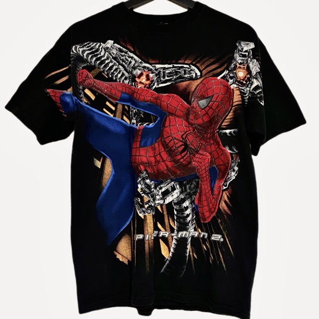 00s 映画 スパイダーマン2 公式 ビンテージ ムービー アートTシャツ 黒