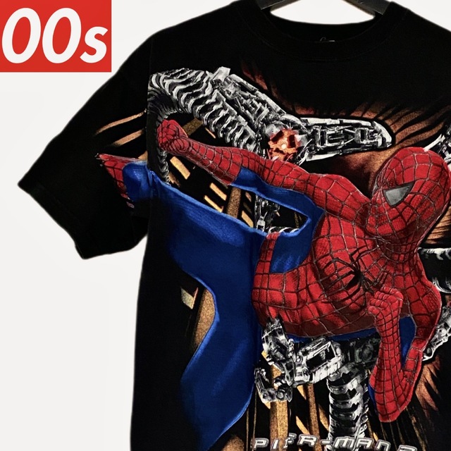00s 映画 スパイダーマン2 公式 ビンテージ ムービー アートTシャツ 黒
