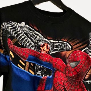 00s 映画 スパイダーマン2 公式 ビンテージ ムービー アートTシャツ 黒