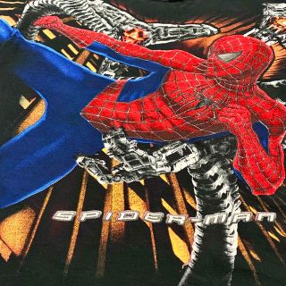 00s 映画 スパイダーマン2 公式 ビンテージ ムービー アートTシャツ 黒