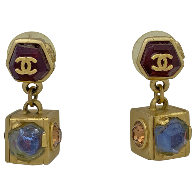 CHANEL(シャネル)のシャネル ココマーク カラーストーン ピアス GP 【中古】 レディースのアクセサリー(ピアス)の商品写真