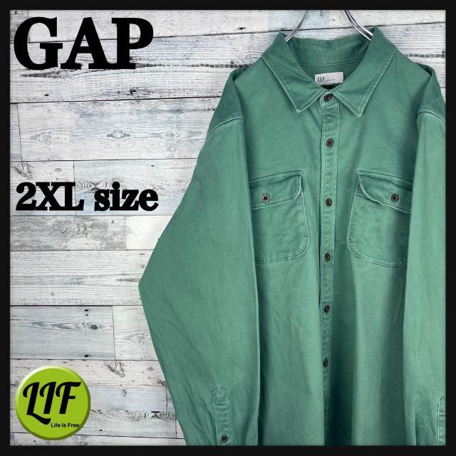 GAP(ギャップ)の【希少‼︎】ギャップ W胸ポケット 肉厚 長袖シャツ グリーン 美品 メンズのトップス(シャツ)の商品写真