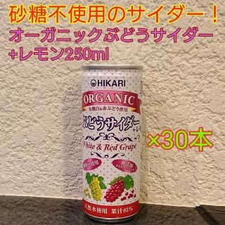 砂糖不使用のサイダー！オーガニックぶどうサイダー+レモン250ml×30本(ソフトドリンク)