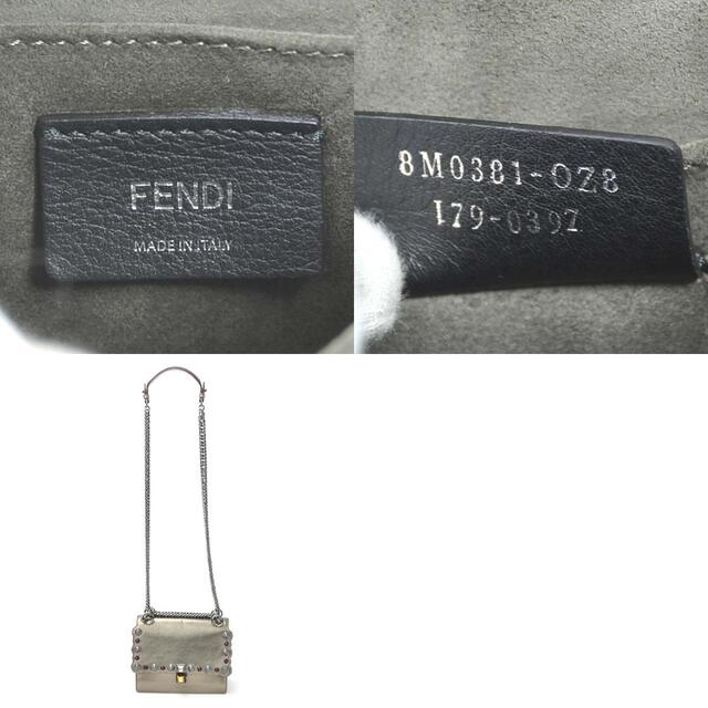 FENDI(フェンディ)のフェンディ FENDI 斜め掛けショルダーバッグ キャナイ レザー/スタッズ メタリックグレーゴールド レディース 送料無料【中古】 e55143f レディースのバッグ(ショルダーバッグ)の商品写真