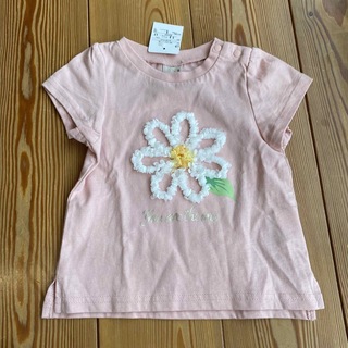 プティマイン(petit main)の80cm プティマイン　お花モチーフ　半袖　Tシャツ　ピンク(Ｔシャツ)