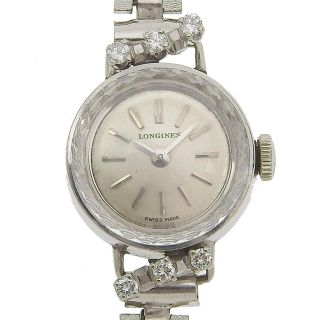 希少品 LONGINES ロンジン K14WG ホワイトゴールド 青針 ダイヤモンド