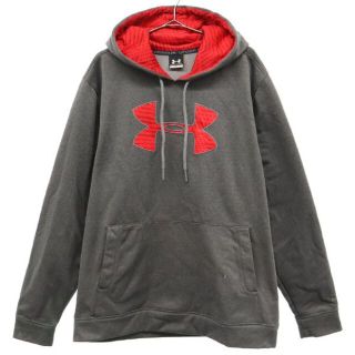 アンダーアーマー(UNDER ARMOUR)のアンダーアーマー ロゴ刺繍 長袖 スウェット パーカー XL グレー×レッド UNDER ARMOUR スポーツ メンズ 【中古】  【230322】(パーカー)