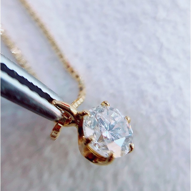 ※即決価格★0.301ct★✨D,SI2,Good一粒ダイヤK18プチネックレス