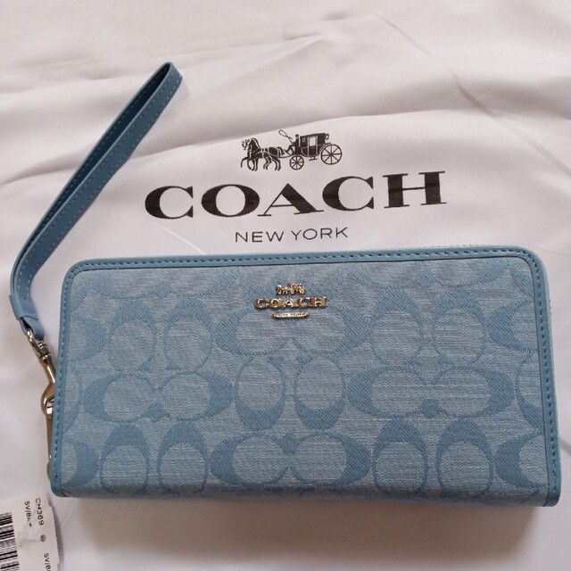 COACH(コーチ)のCOACHシグネチャー長財布、スカイブルー メンズのファッション小物(長財布)の商品写真