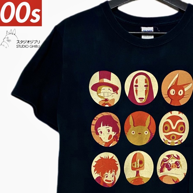 VINTAGE ヴィンテージ 00S スタジオジブリ 千と千尋の神隠し アニメプリントTシャツ 半袖カットソー ブラック L47センチ袖丈