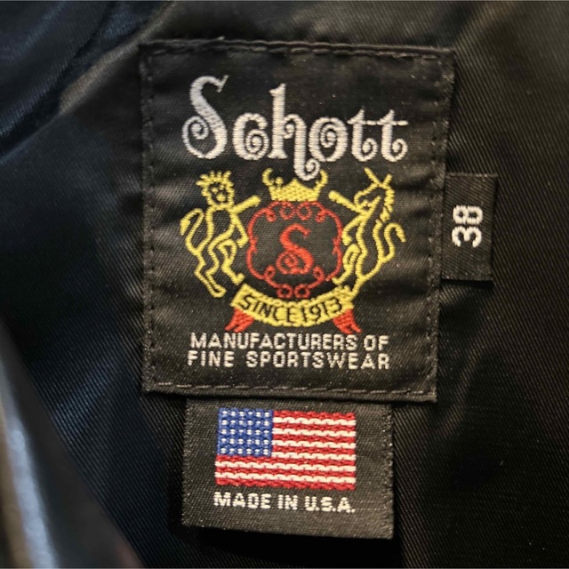【⠀値下げ】米国製 Schott レザー ライダースジャケット 38黒牛革 本革