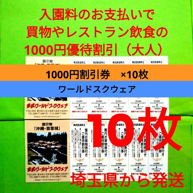 【10枚】東武ワールドスクウェア割引券10枚＋αおまけ チケットの施設利用券(遊園地/テーマパーク)の商品写真