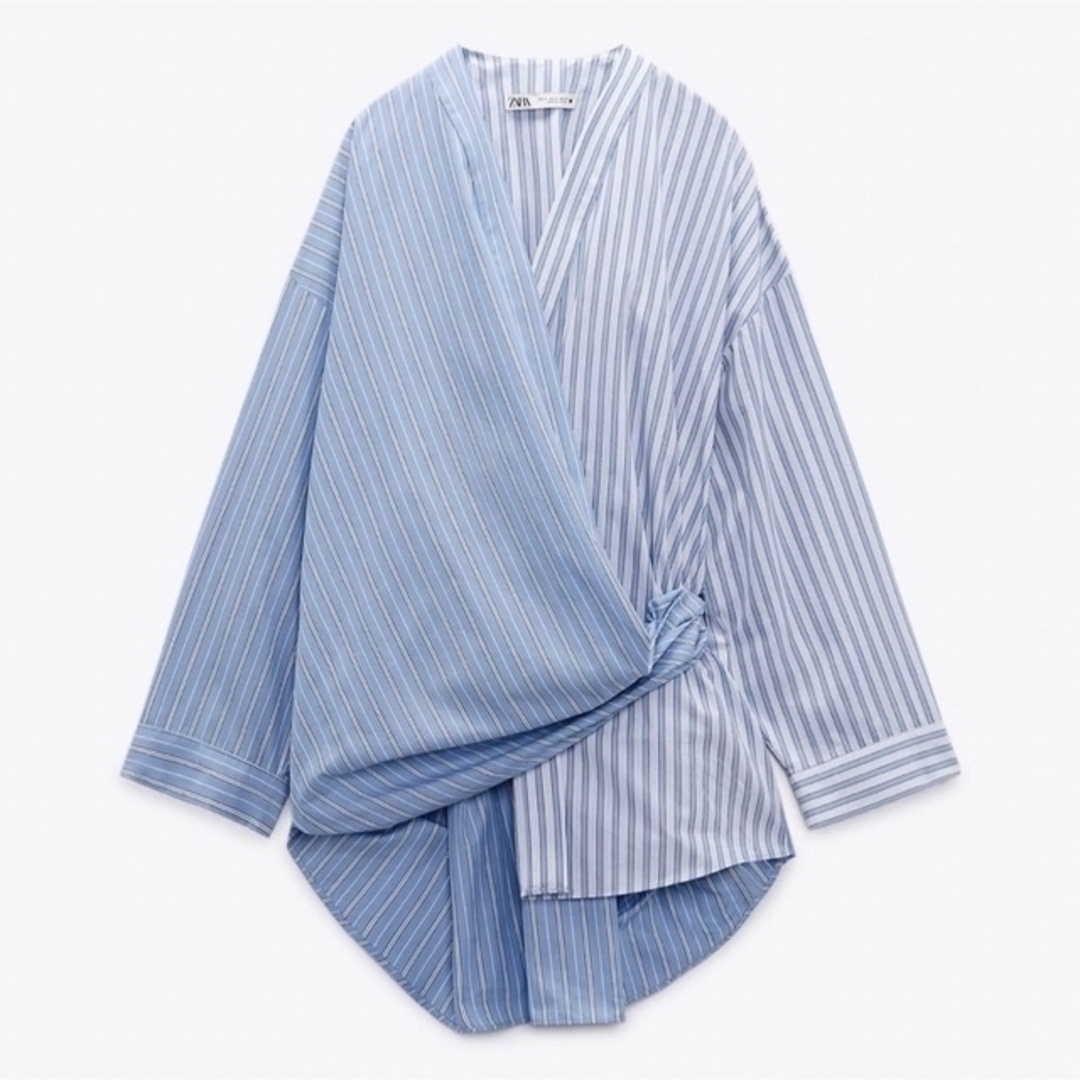 ZARA(ザラ)のZARAクロスオーバーポプリシャツ　M レディースのトップス(シャツ/ブラウス(長袖/七分))の商品写真