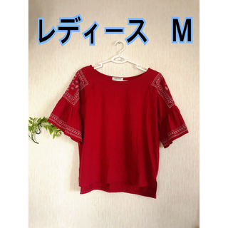 レディース　刺繍入り♫ トップス　Mサイズ(カットソー(長袖/七分))