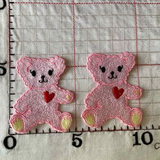 ピンクくまさん刺繍アイロンワッペンセット(各種パーツ)