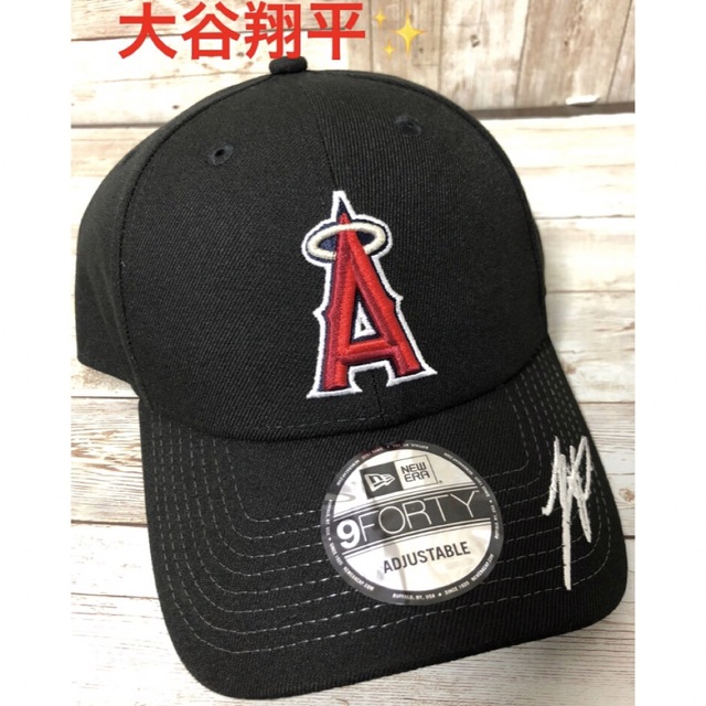 NEW ERA MLB エンゼルス 大谷翔平 サイン入り 刺繍 キャップ 黒