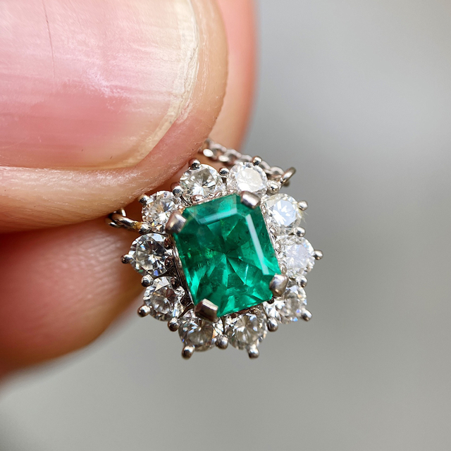 ☆1.05ct☆✨エメラルド0.77ctダイヤモンドプラチナペンダント