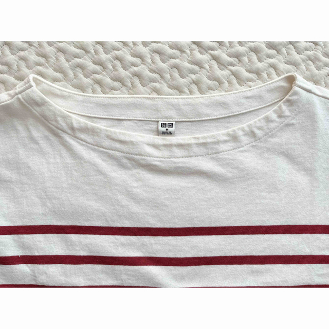 UNIQLO(ユニクロ)のUNIQLO【ボーダーオーバーサイズT】RED・M size レディースのトップス(Tシャツ(長袖/七分))の商品写真