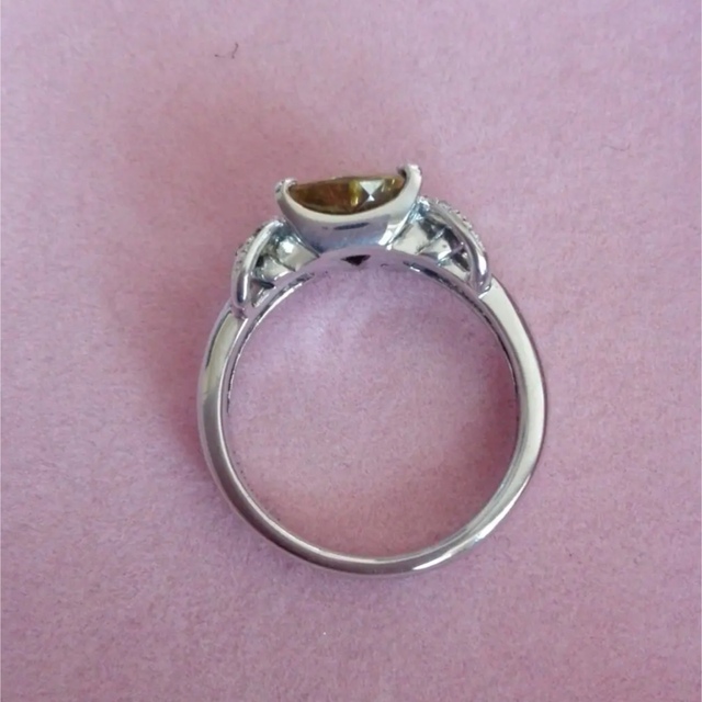 希少石☆高品質 1.35ct スフェーンダイヤリング K18WG ソーティング 6