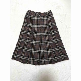 バーバリー(BURBERRY)のバーバリーロンドン ノバチェック プリーツ スカート アンゴラ カシミヤ XS(ひざ丈スカート)