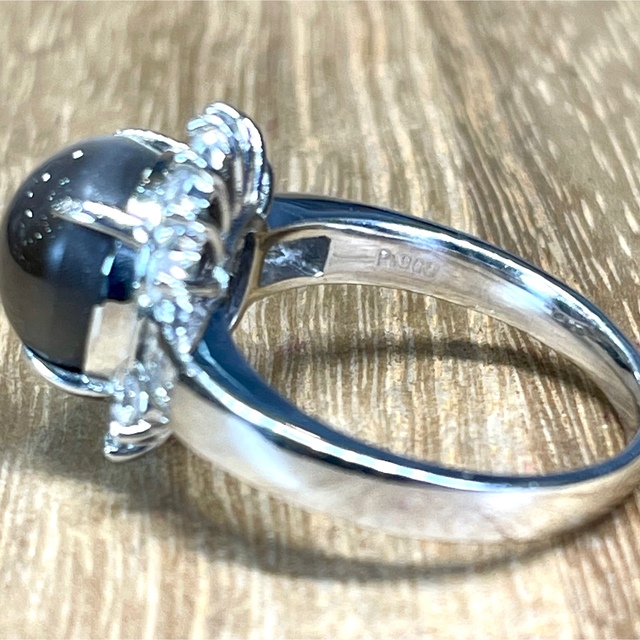 Pt900 シリマナイト キャッツアイ ダイヤ リング 7.99g GR1601