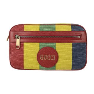 グッチ(Gucci)のGUCCI グッチ バイアデラ  ウエストバッグ 625895 キャンバス レザー  マルチカラー ゴールド金具  ベルトバッグ ボディバッグ ストライプ 80・32【本物保証】(ボディバッグ/ウエストポーチ)