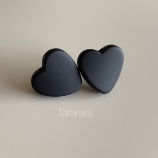 ●handmade ラバーHEART stainlessピアス●金アレ対応(ピアス)