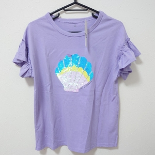 ジーユー(GU)の未使用　女の子　GU　スパンコール　Tシャツ　160(Tシャツ/カットソー)