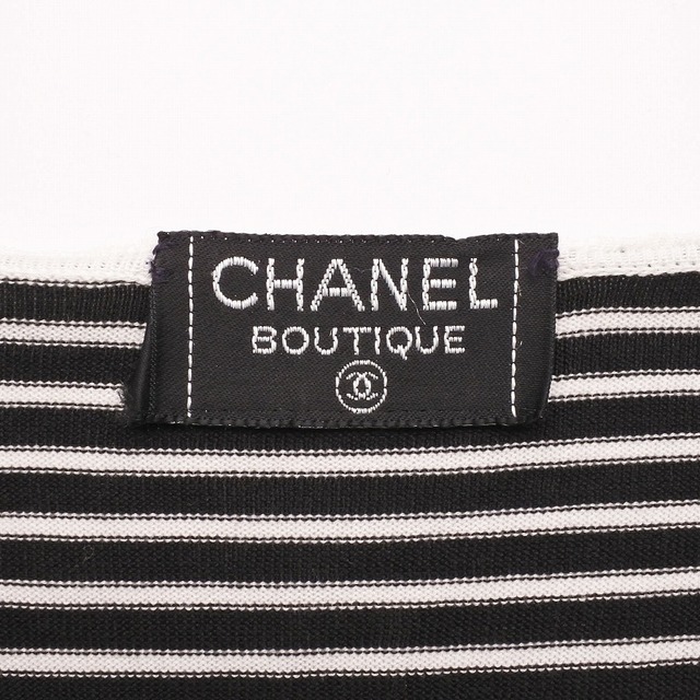 [USED/]CHANEL シャネル 半袖Ｔシャツ トップス ボーダー ホワイト ブラック 半袖 美品 38サイズ ブラック ホワイト コットン 38  ai-tdc-015083