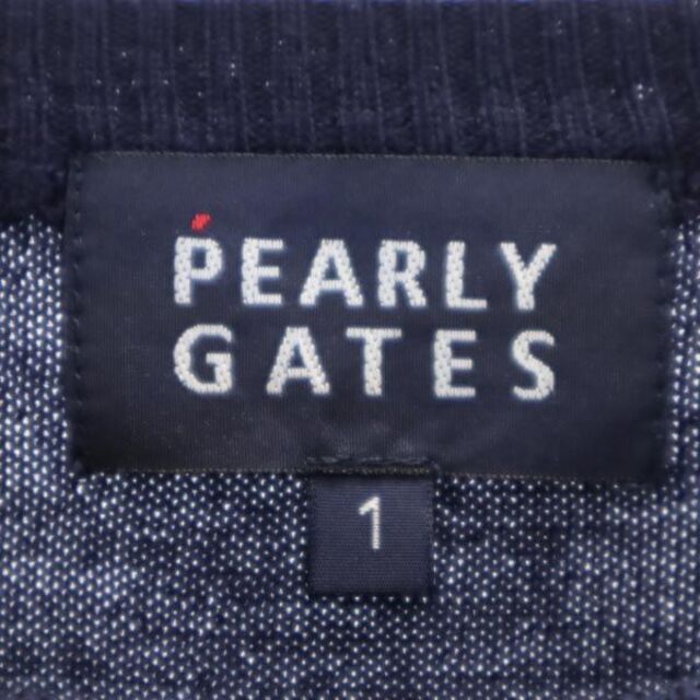 PEARLY GATES(パーリーゲイツ)のパーリーゲイツ ウール100％ ニット ゴルフウェア 1 ネイビー系 PEARLY GATES 長袖 セーター ロゴ レディース 【中古】  【230322】 スポーツ/アウトドアのゴルフ(ウエア)の商品写真