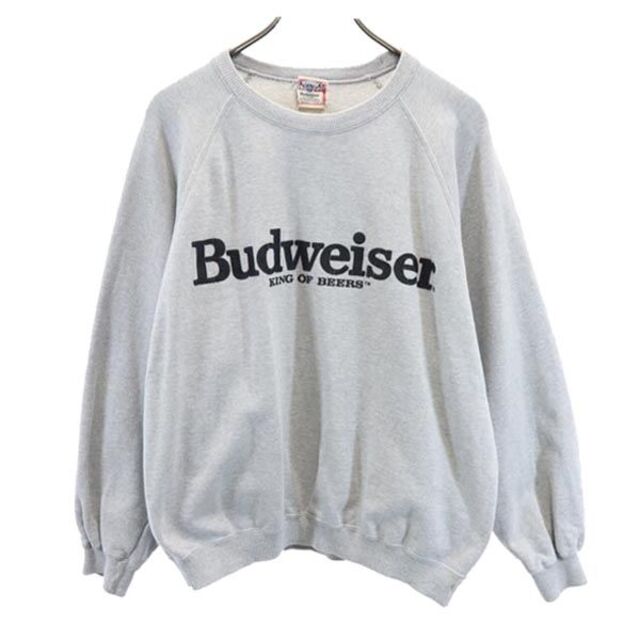 バドワイザー 日本製 スウェット グレー系 Budweiser 長袖 トレーナー メンズ   【230322】