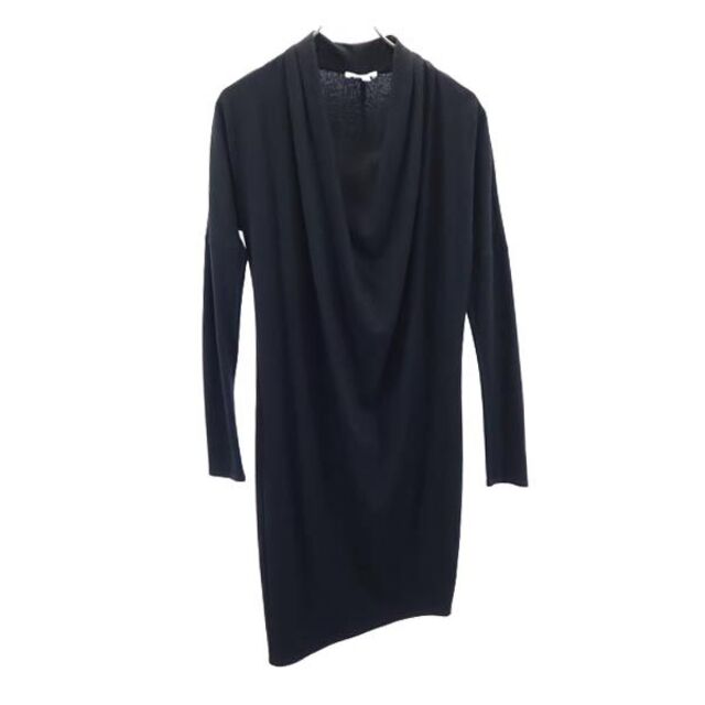ヘルムートラング USA製 ウール100% ワンピース P 黒 HELMUT LANG 長袖 アシンメトリー レディース 【230322】