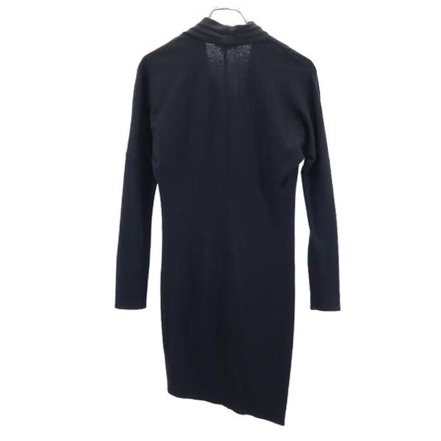 ヘルムートラング USA製 ウール100% ワンピース P 黒 HELMUT LANG 長袖 アシンメトリー レディース 【230322】