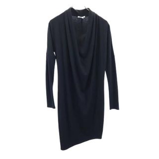 ヘルムートラング USA製 ウール100% ワンピース P 黒 HELMUT LANG 長袖 アシンメトリー レディース 【230322】