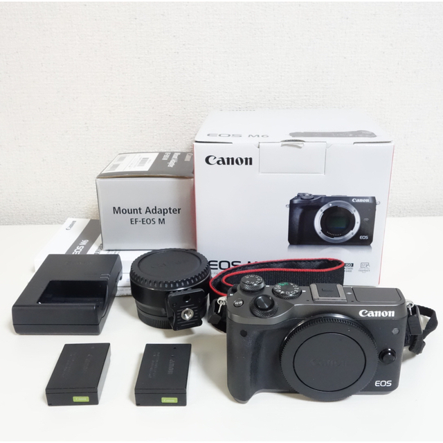 美品 キヤノン Canon EOS M6 マウントアダプター、バッテリー2個付き ...