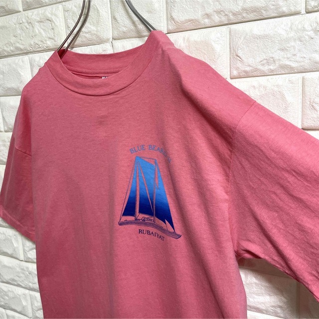 Hanes(ヘインズ)の80s ヘインズ　Tシャツ　ヨットプリント　USA製　シングルステッチ　Lサイズ メンズのトップス(Tシャツ/カットソー(半袖/袖なし))の商品写真