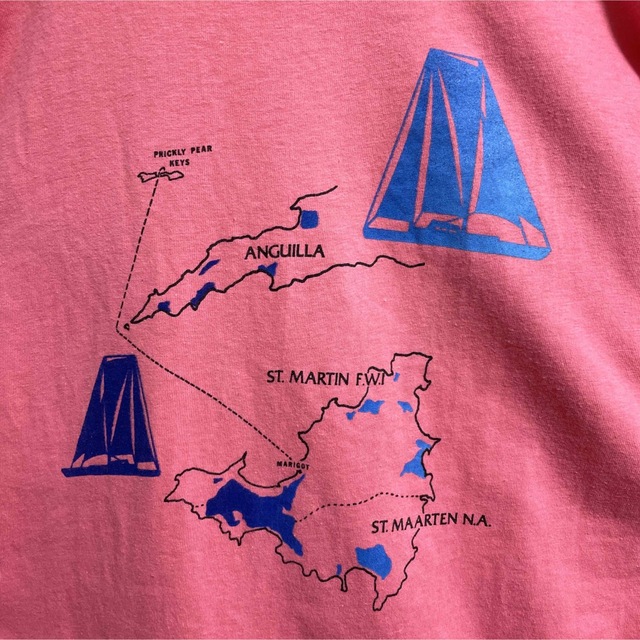 Hanes(ヘインズ)の80s ヘインズ　Tシャツ　ヨットプリント　USA製　シングルステッチ　Lサイズ メンズのトップス(Tシャツ/カットソー(半袖/袖なし))の商品写真