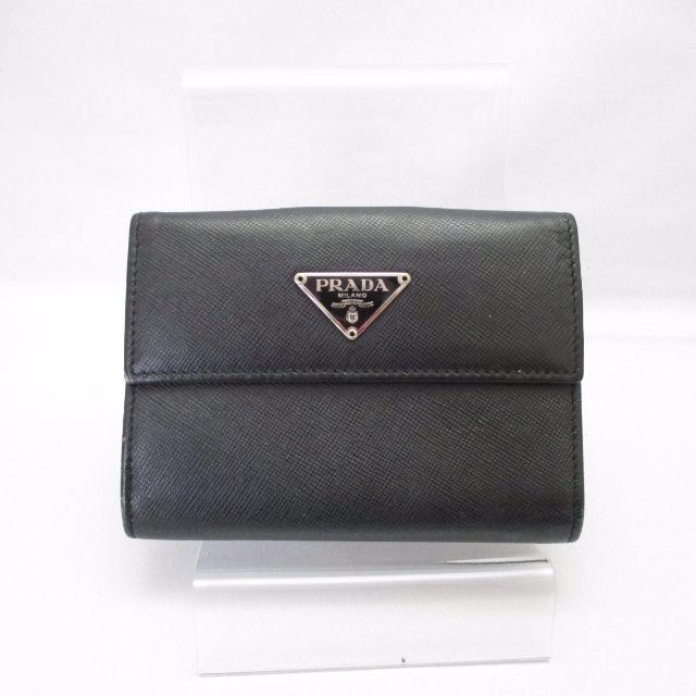 PRADA(プラダ)の【正規品・鑑定済】プラダ　財布　美品　黒　ダブルホック　折り財布 レディースのファッション小物(財布)の商品写真