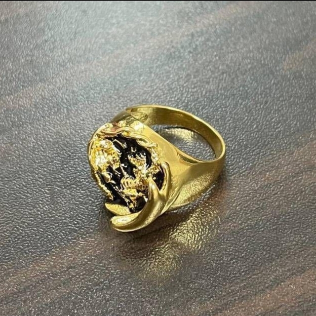 【SALE】リング メンズ アクセサリー ゴールド ドラゴン 龍 指輪 20号 レディースのアクセサリー(リング(指輪))の商品写真