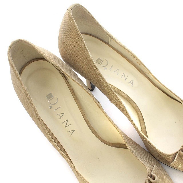 DIANA(ダイアナ)のダイアナ DIANA パンプス オープントゥ メタリック 24cm ゴールド レディースの靴/シューズ(ハイヒール/パンプス)の商品写真