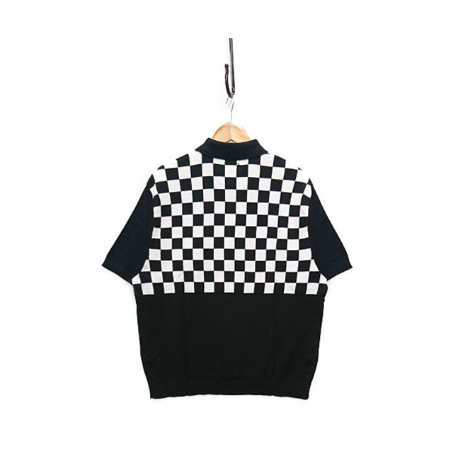 SUPREME シュプリーム Checkerboard Zip Polo チェッカーボード ポロ ニット 半袖 ニット ブラック サイズL 正規品 / 28597