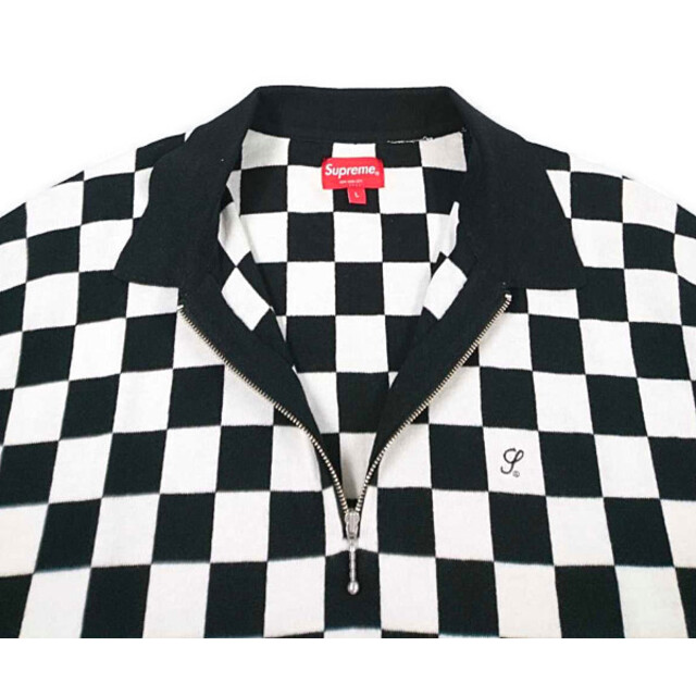 Supreme(シュプリーム)のSUPREME シュプリーム Checkerboard Zip Polo チェッカーボード ポロ ニット 半袖 ニット ブラック サイズL 正規品 / 28597 メンズのトップス(ニット/セーター)の商品写真