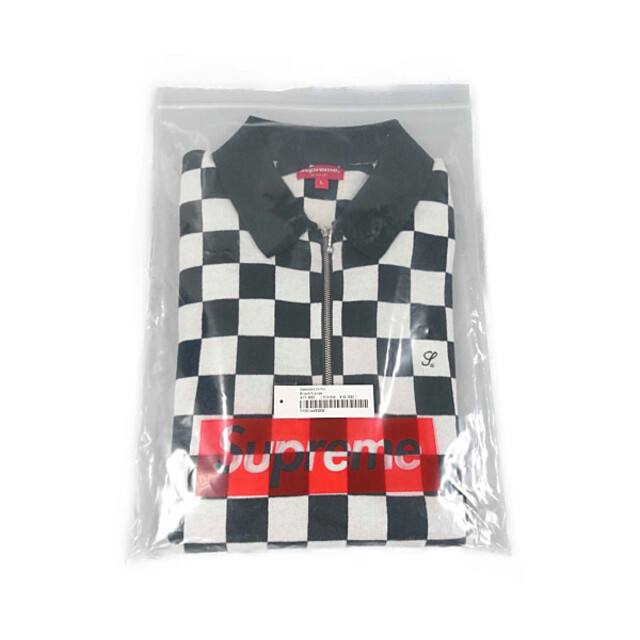 Supreme(シュプリーム)のSUPREME シュプリーム Checkerboard Zip Polo チェッカーボード ポロ ニット 半袖 ニット ブラック サイズL 正規品 / 28597 メンズのトップス(ニット/セーター)の商品写真