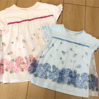 ビケットクラブ(Biquette Club)の130 100 2点セット ビケットクラブ　紫陽花　チュール　半袖(Tシャツ/カットソー)