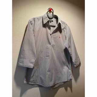 バーバリー(BURBERRY)の【美品】Burberry スリークォータースリーブ　シャツ　グレー　ストライプ(Tシャツ/カットソー(七分/長袖))